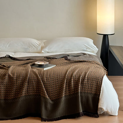 Couverture multifonctionnelle en coton jacquard vintage Ownkoti - Vert olive - 140 cm x 190 cm - image 8