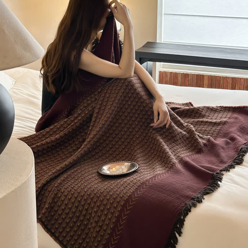 Couverture multifonctionnelle en coton jacquard vintage Ownkoti - image 3