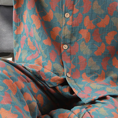 Ensemble de vêtements d'intérieur Ownkoti en coton jacquard à motif de feuilles de ginkgo - image 4