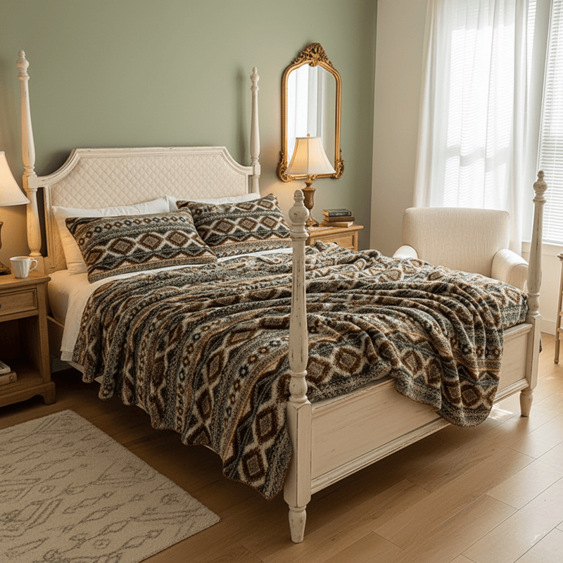 Couverture polaire moelleuse Ownkoti style bohème chic - image 1