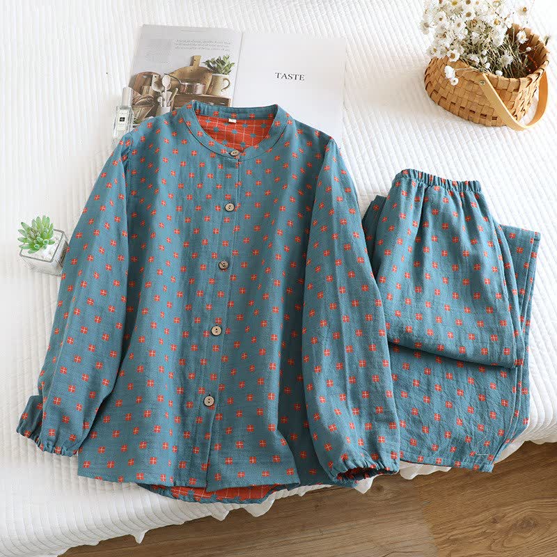Vêtements d'intérieur Ownkoti en gaze de coton à manches longues - Bleu - 2XL - image 2