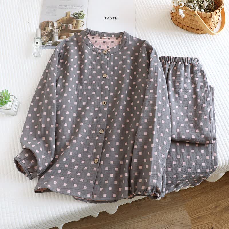 Vêtements d'intérieur Ownkoti en gaze de coton à manches longues - Gris - 2XL - image 4