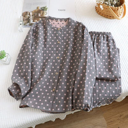 Vêtements d'intérieur Ownkoti en gaze de coton à manches longues - Gris - 2XL - image 4