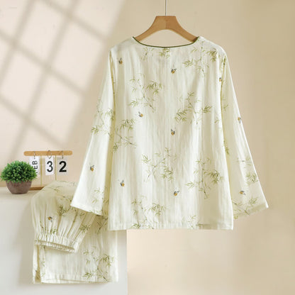 Vêtements d'intérieur d'inspiration orientale Ownkoti, confectionnés en coton de bambou et ornés d'un motif papillon. - image 1