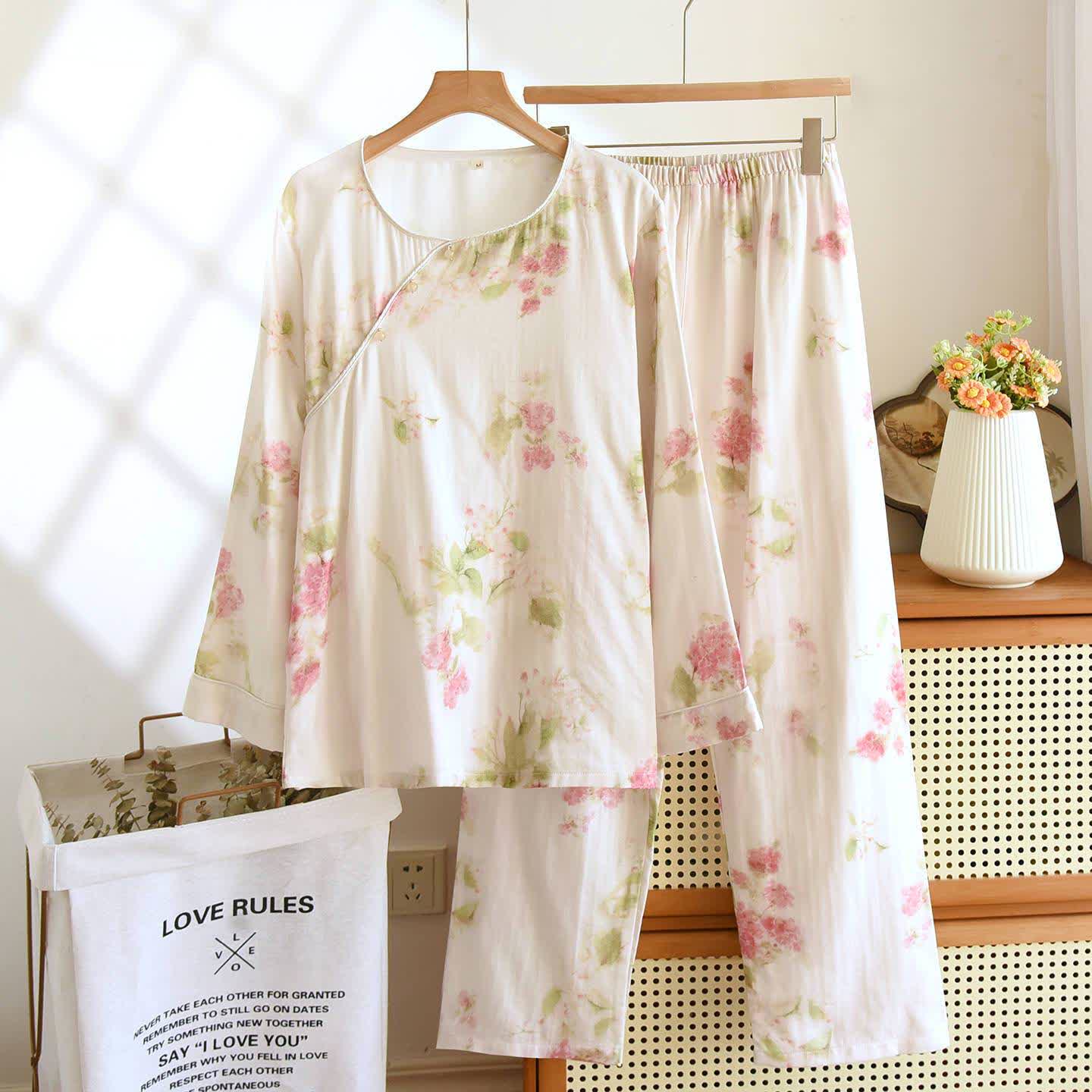 Vêtements d'intérieur Ownkoti confectionnés en coton d'inspiration orientale avec un motif de pivoine - XL - image 0