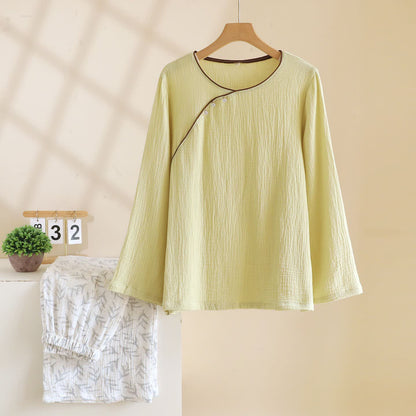 Vêtements d'intérieur Ownkoti confectionnés en coton à motifs de feuilles d'inspiration orientale. - Vert - XL - image 3