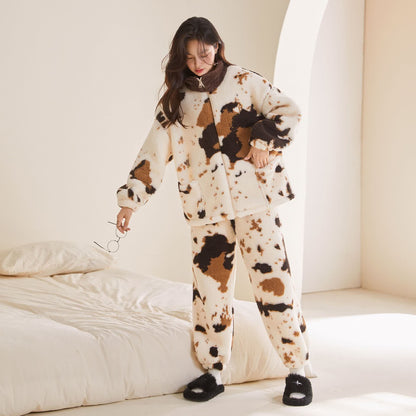 Ensemble de vêtements d'intérieur en polaire Ownkoti avec imprimé artistique - Blanc - XXL - image 1