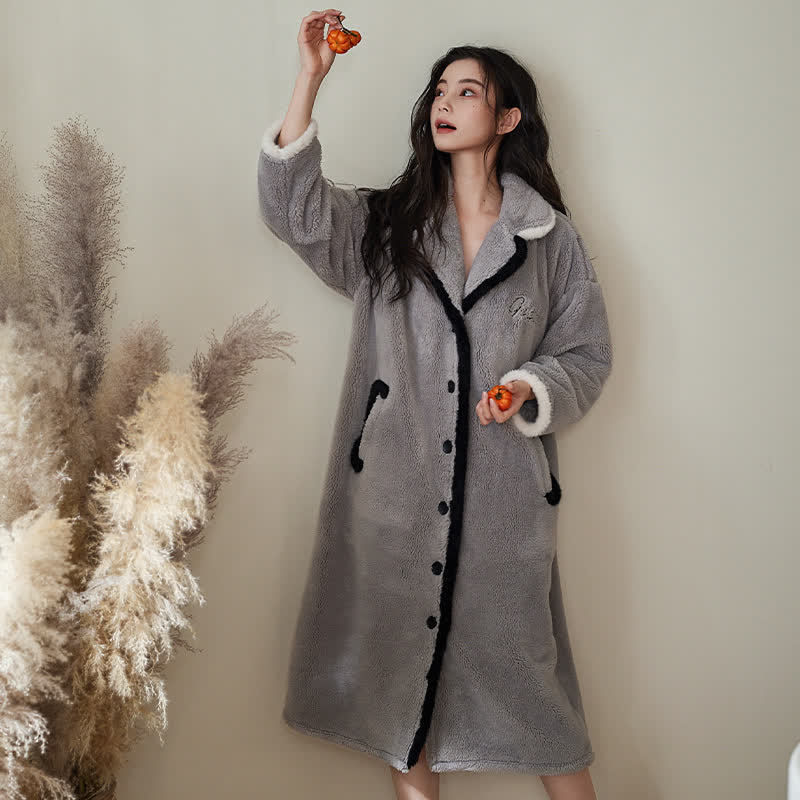 Peignoir de couple en peluche grise Ownkoti - Gris - Femme : XL - image 6