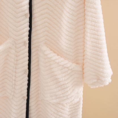 Peignoir à capuche Ownkoti avec boutons, couleur unie - image 6