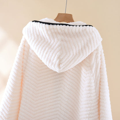 Peignoir à capuche Ownkoti avec boutons, couleur unie - image 5