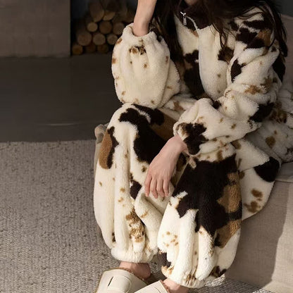 Ensemble de vêtements d'intérieur en polaire Ownkoti avec imprimé artistique - image 9