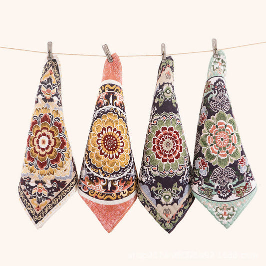 Torchon de cuisine en coton à motif floral rétro Ownkoti, absorbant - Ensemble de 4 - 35 cm x 35 cm - image 0