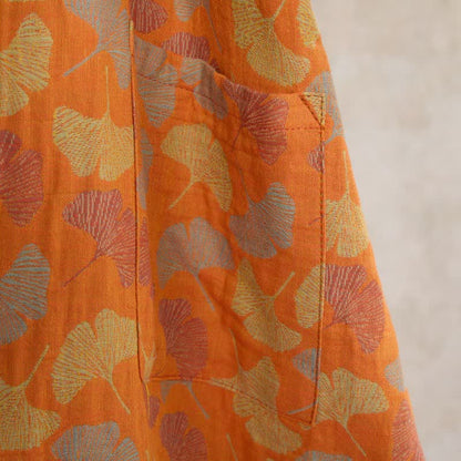 Peignoir en coton de style kimono Ownkoti avec feuille de ginkgo orange - image 6