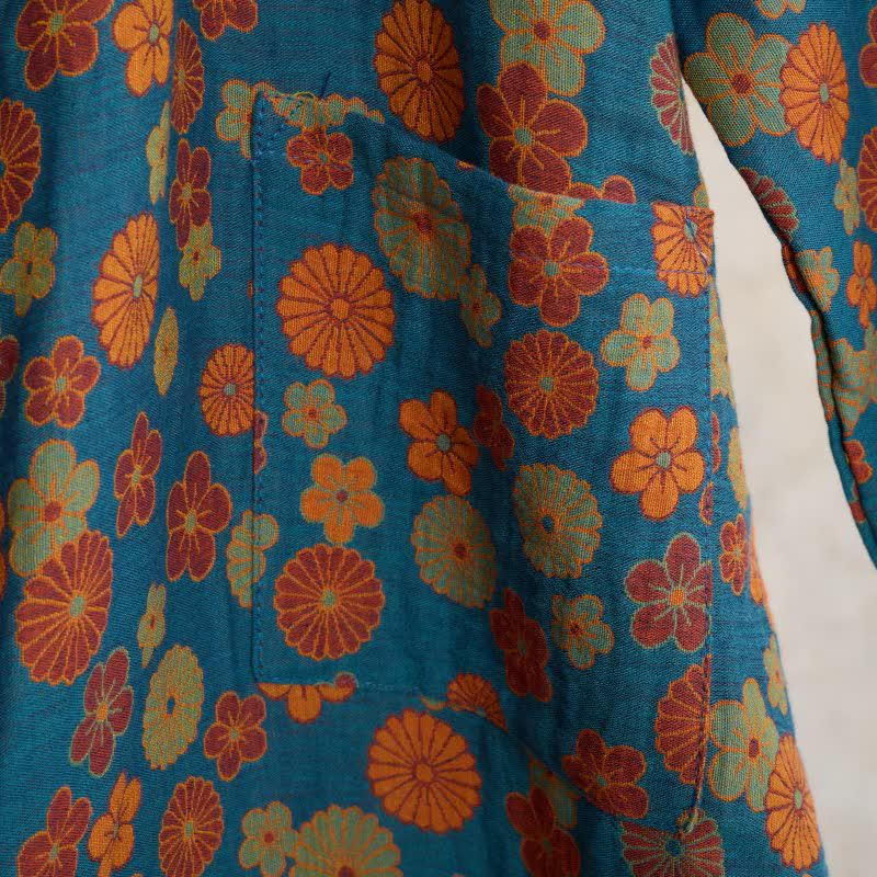 Peignoir kimono vintage Ownkoti en coton à motif jacquard floral - image 5