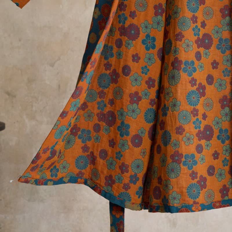 Peignoir kimono vintage Ownkoti en coton à motif jacquard floral - image 4