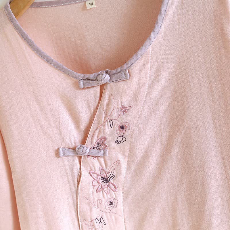 Ensemble de vêtements d'intérieur Ownkoti de style oriental avec broderies florales - image 7