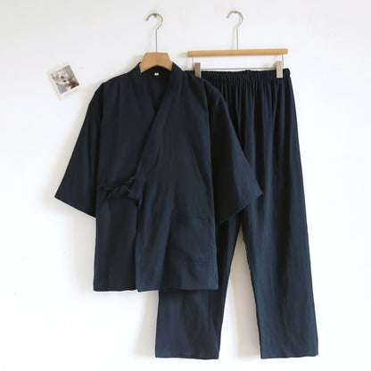 Ensemble kimono unisexe Ownkoti en coton uni - bleu marine - XL - image 7