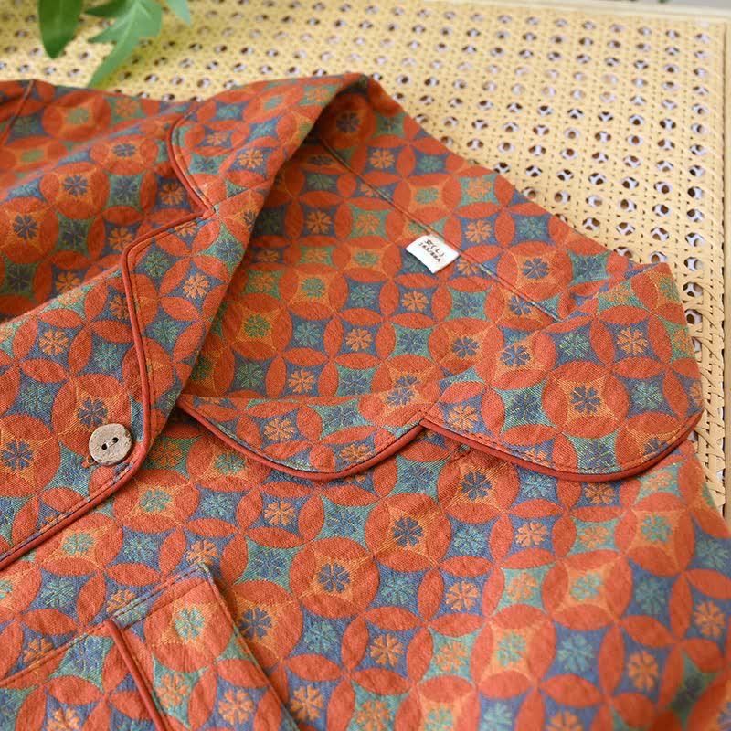 Vêtements d'intérieur Ownkoti en gaze de coton à motif géométrique rétro - image 1