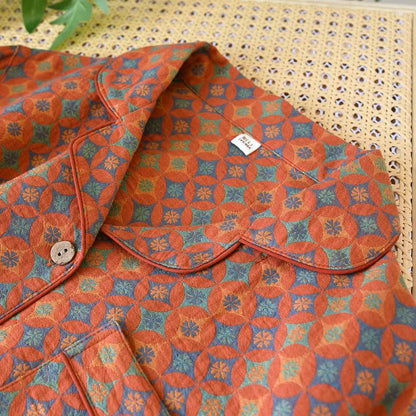 Vêtements d'intérieur Ownkoti en gaze de coton à motif géométrique rétro - image 1