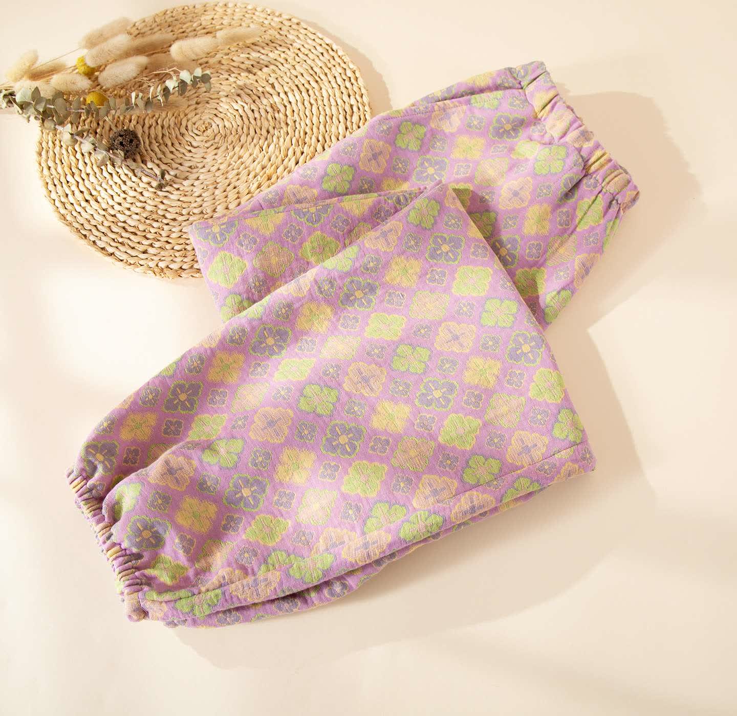 Pantalon de pyjama Ownkoti en gaze de coton à motif géométrique - violet clair - 2XL - image 1