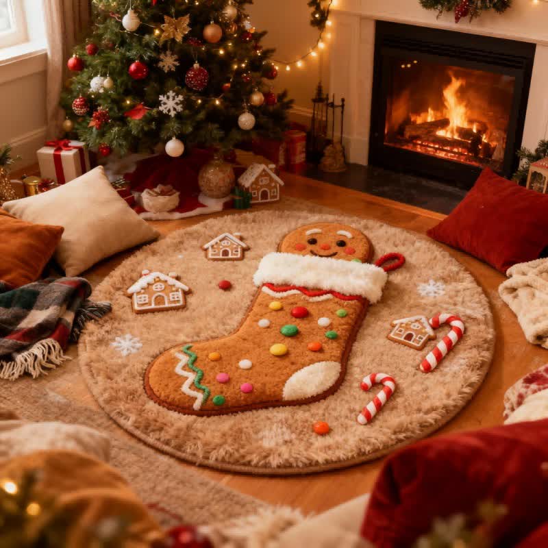 Tapis de Noël créatif Ownkoti avec effet 3D - Brun - 140 cm x 140 cm - image 4