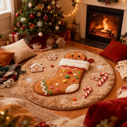 Tapis de Noël créatif Ownkoti avec effet 3D - Brun - 140 cm x 140 cm - image 4