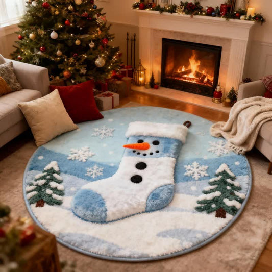 Tapis de Noël créatif Ownkoti avec effet 3D - Bleu - 140 cm x 140 cm - image 0