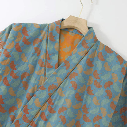 Ensemble kimono d'intérieur en coton à motif de feuille de ginkgo - image 2