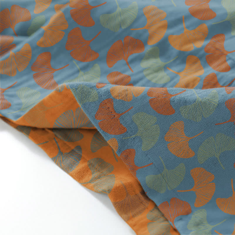 Ensemble kimono d'intérieur en coton à motif de feuille de ginkgo - image 3