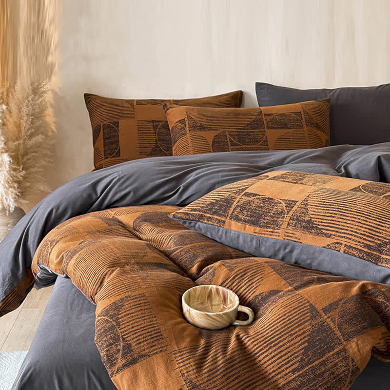 Ensemble de literie en coton brossé géométrique Ownkoti (4 pièces) - image 2