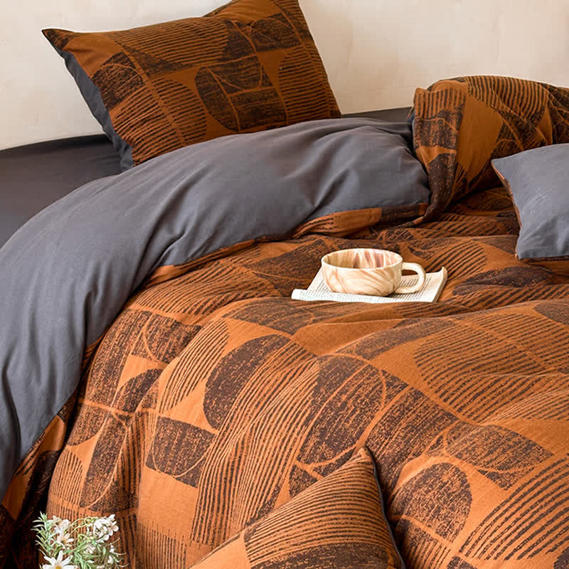 Ensemble de literie en coton brossé géométrique Ownkoti (4 pièces) - image 4