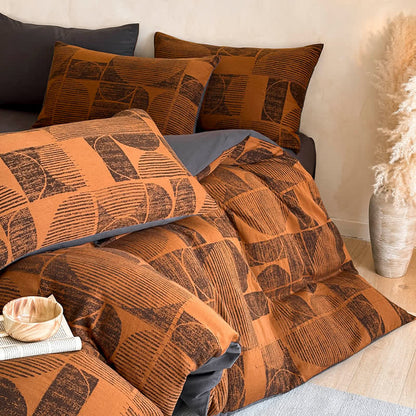 Ensemble de literie en coton brossé géométrique Ownkoti (4 pièces) - image 0