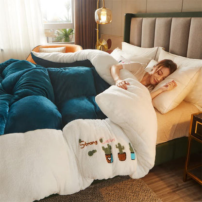 Couette à carreaux Ownkoti avec broderie cactus - image 1