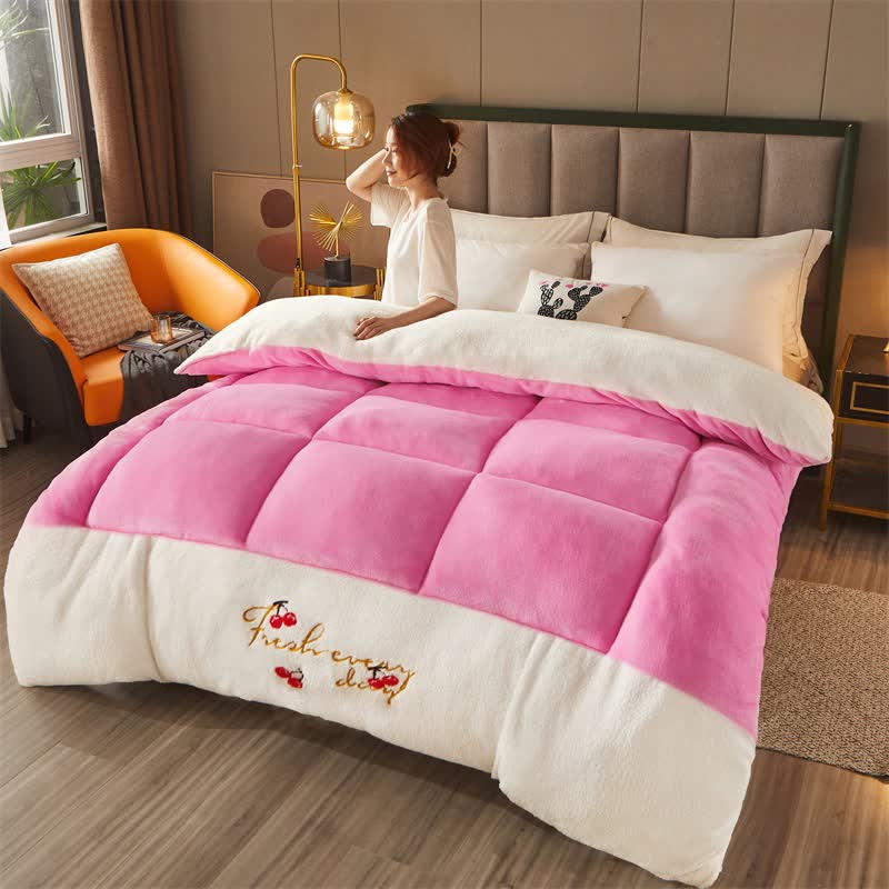 Couette à carreaux Ownkoti avec broderie cactus - Rose vif - 200 cm x 230 cm - image 6