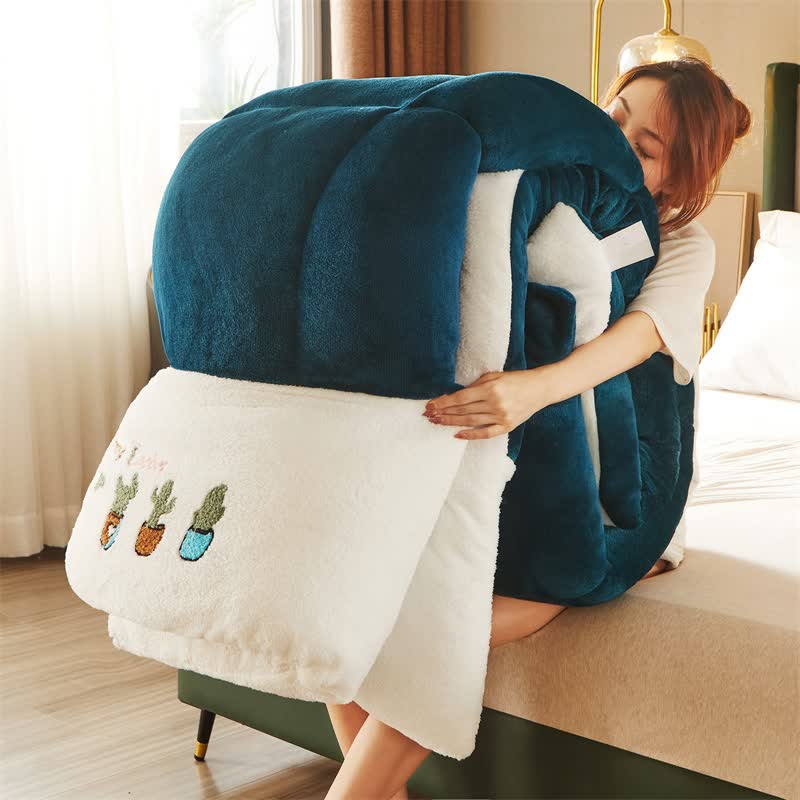 Couette à carreaux Ownkoti avec broderie cactus - image 2