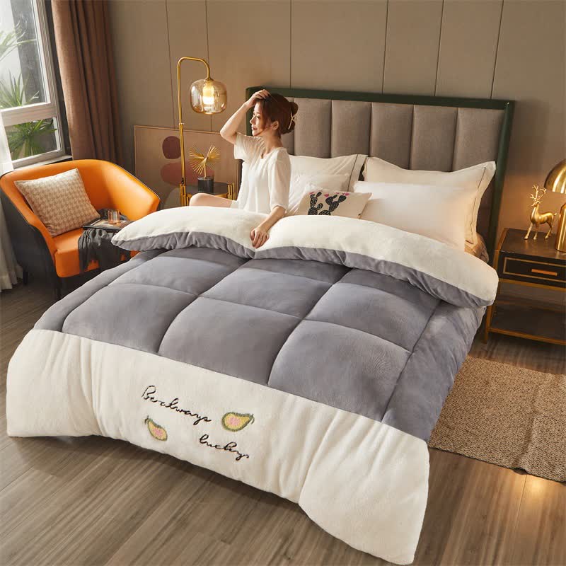 Couette à carreaux Ownkoti avec broderie cactus - Gris - 200 cm x 230 cm - image 7