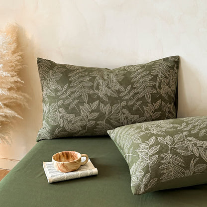 Ensemble de literie Ownkoti en coton brossé à motif botanique (4 pièces) - image 4