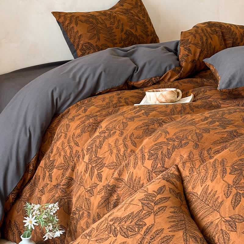 Ensemble de literie Ownkoti en coton brossé à motif botanique (4 pièces) - image 9