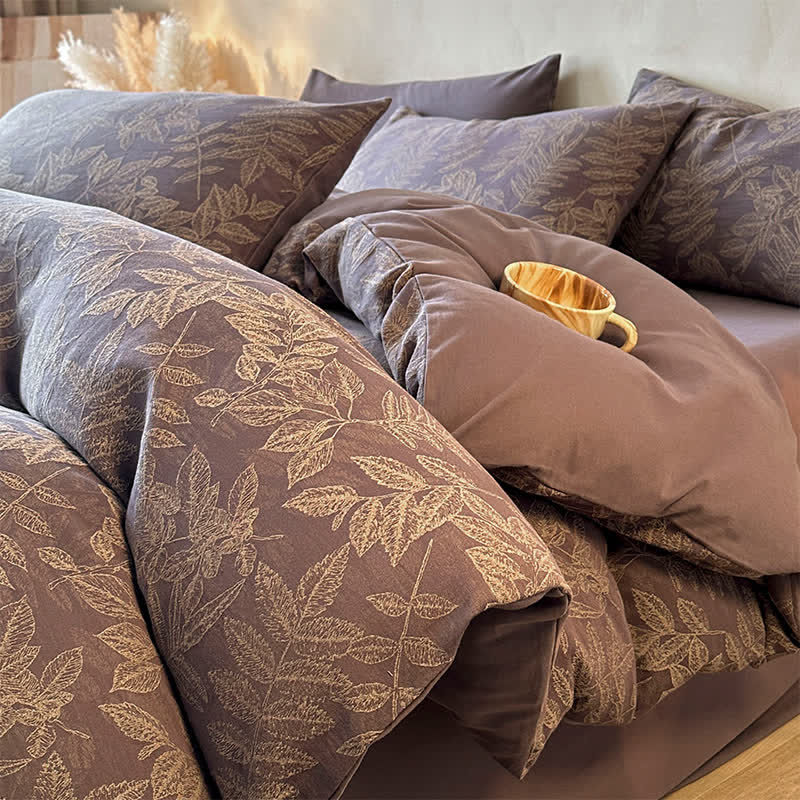 Ensemble de literie Ownkoti en coton brossé à motif botanique (4 pièces) - image 15