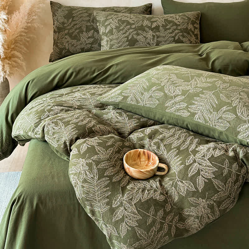 Ensemble de literie Ownkoti en coton brossé à motif botanique (4 pièces) - image 2