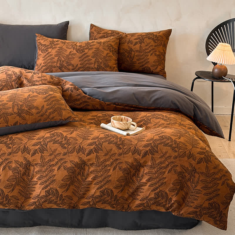 Ensemble de literie Ownkoti en coton brossé à motif botanique (4 pièces) - image 8