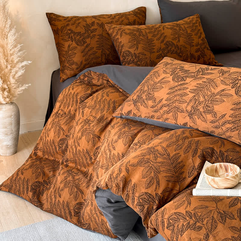 Ensemble de literie Ownkoti en coton brossé à motif botanique (4 pièces) - image 6