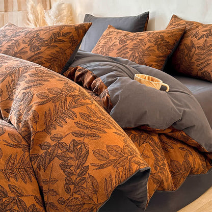 Ensemble de literie Ownkoti en coton brossé à motif botanique (4 pièces) - image 10