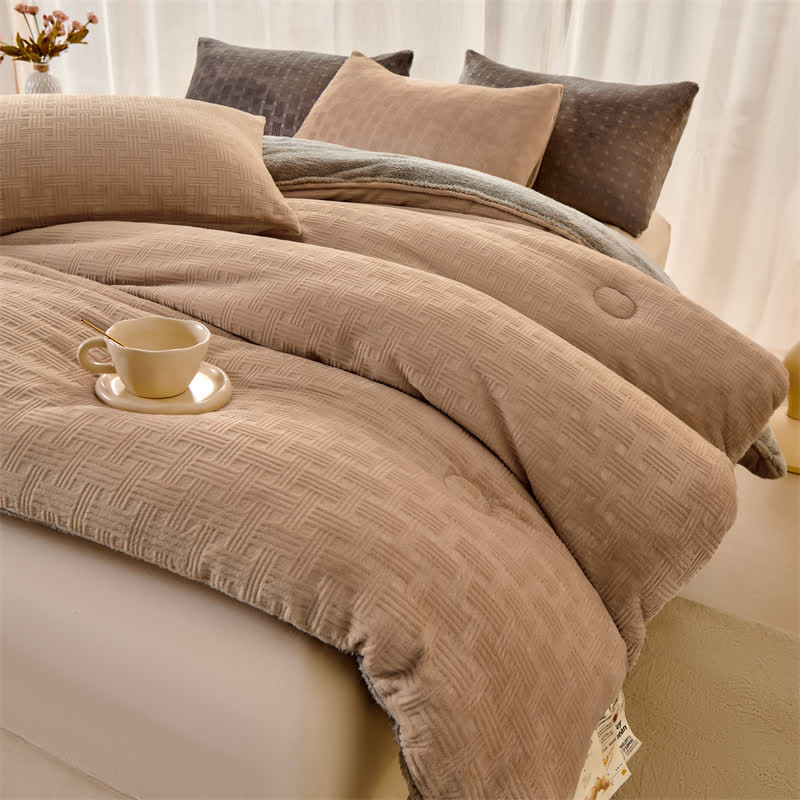 Couverture en sherpa à texture gaufrée et peluche Ownkoti - image 2