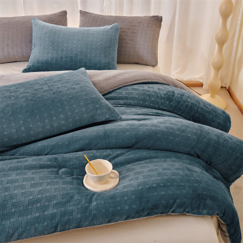 Couverture en sherpa à texture gaufrée et peluche Ownkoti - image 6