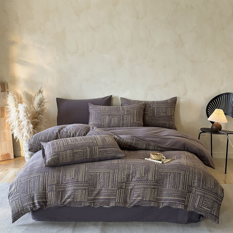 Ensemble 4 pièces Ownkoti Bohemian Tribal en coton brossé - roi - image 1