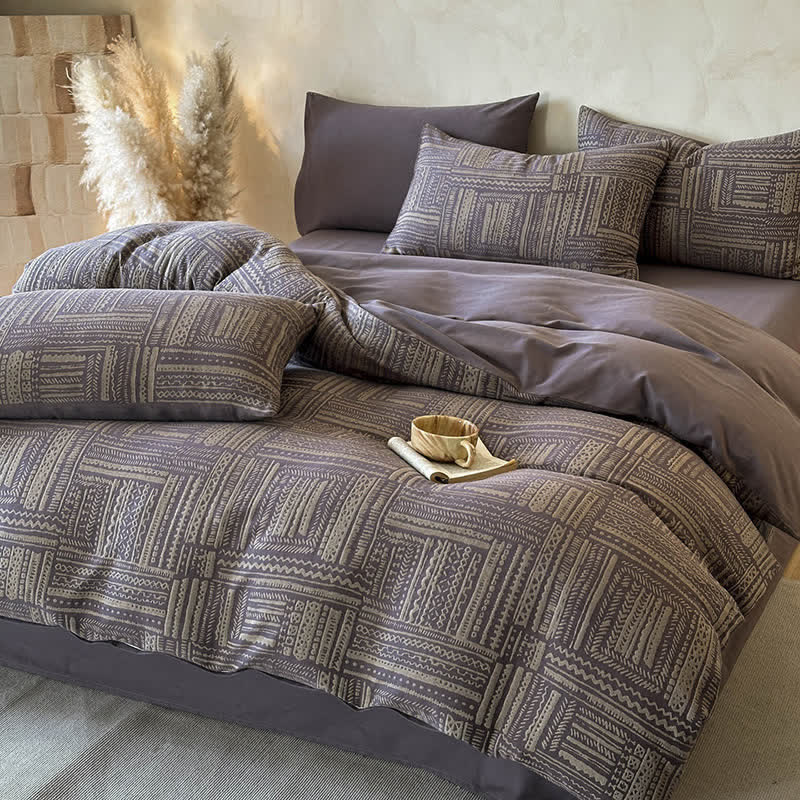 Ensemble 4 pièces Ownkoti Bohemian Tribal en coton brossé - image 3