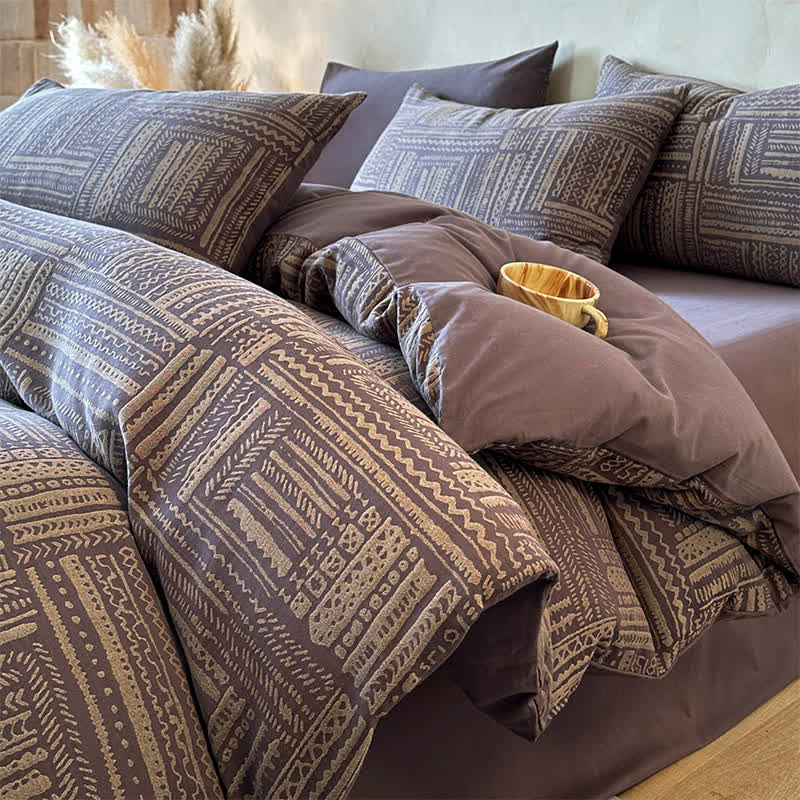 Ensemble 4 pièces Ownkoti Bohemian Tribal en coton brossé - image 5