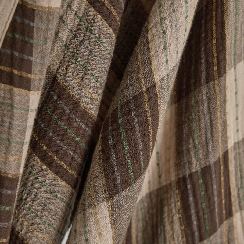 Peignoir kimono classique à carreaux en gaze de coton - image 11