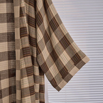 Peignoir kimono classique à carreaux en gaze de coton - image 9